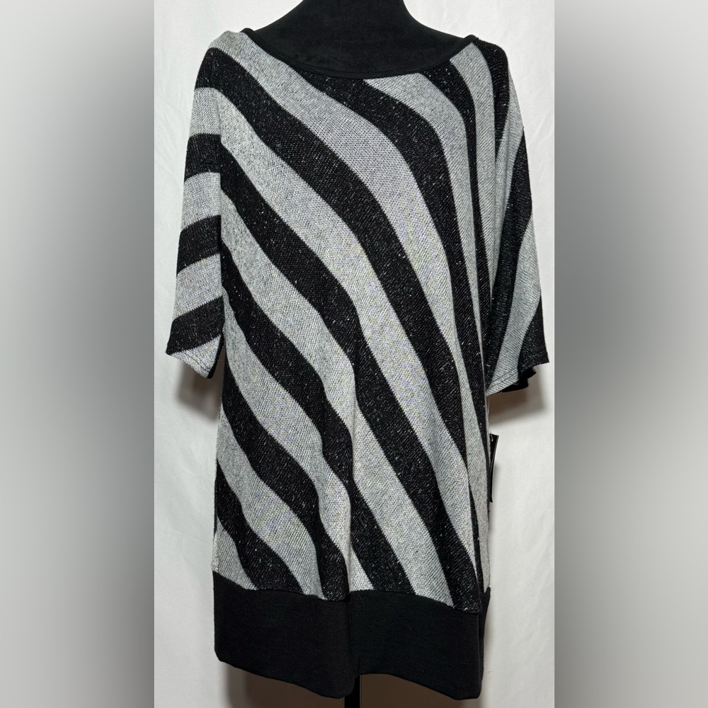 ALYX Black Gray Striped Short Sleeve Knit Sweater, Size 3X
